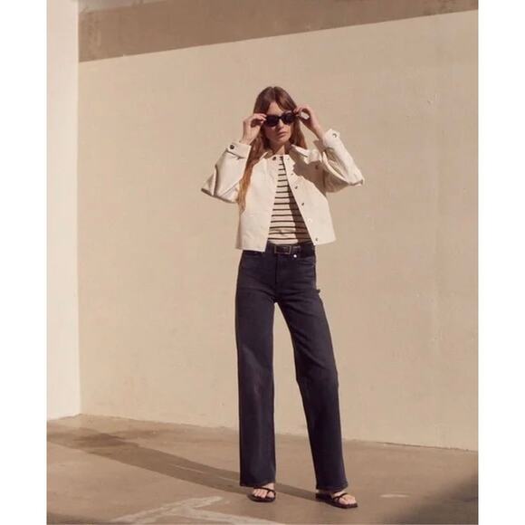 EUC AYR The Very Thing Neutral White Italian Cotton Canvas Cropped Jacket Sz XS - Picture 10 of 16